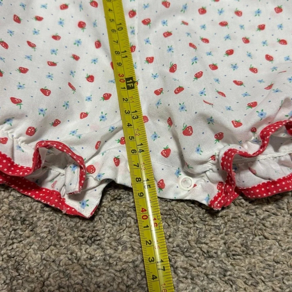 Vintage Baby Girls 9-12M Strawberry Romper Apron Set Cottagecore